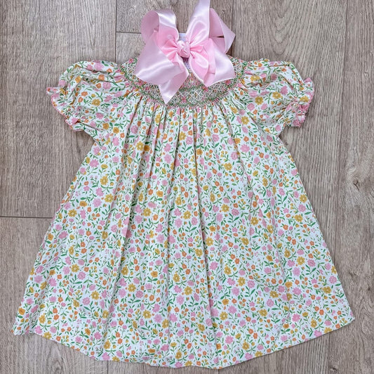 Floral Smocked Bishop Dress
