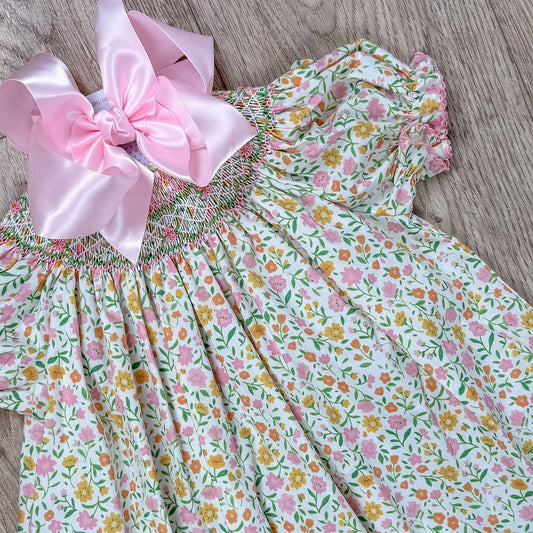 Floral Smocked Bishop Dress