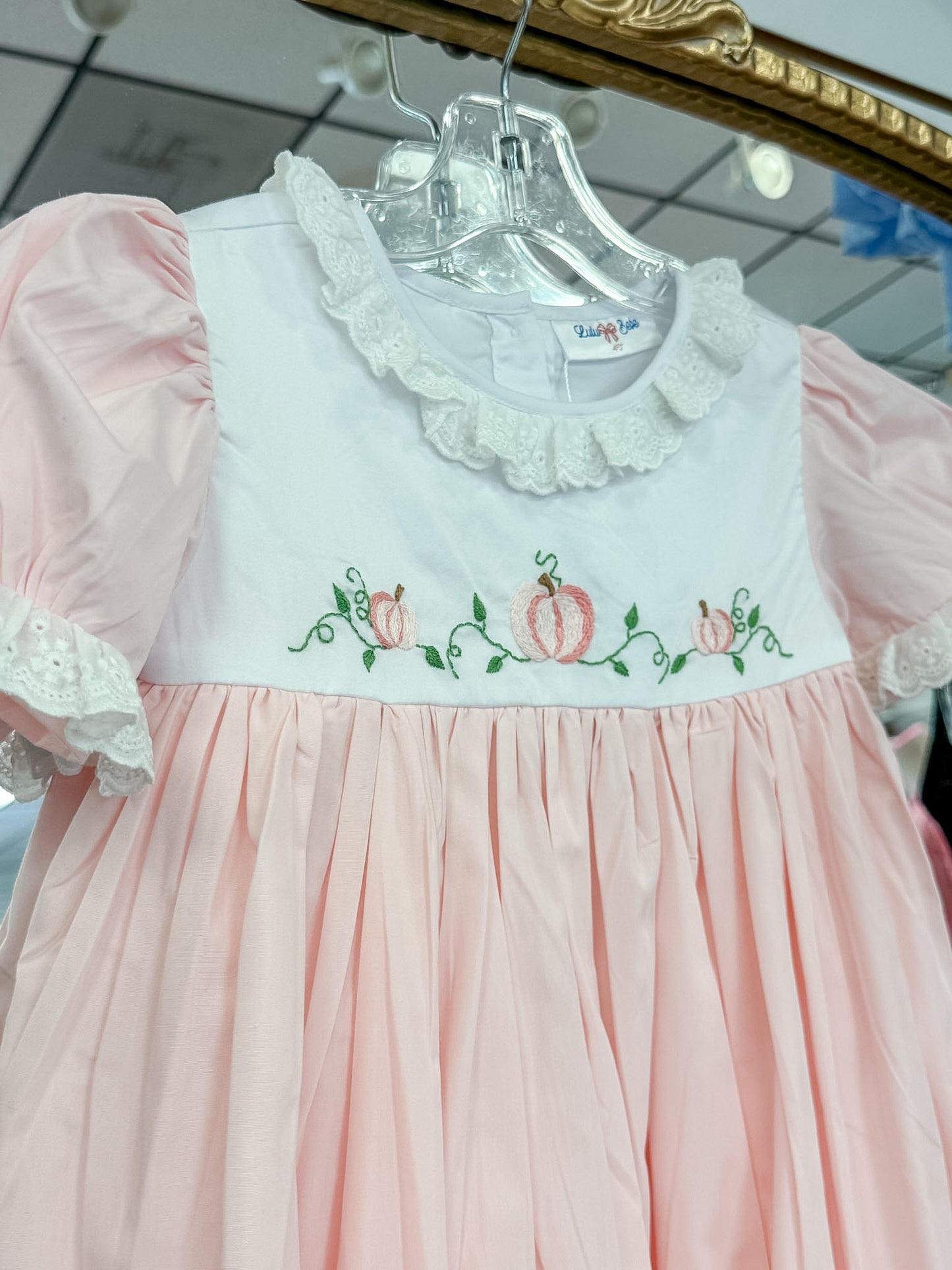 Pink Embroidered Pumpkin Dress