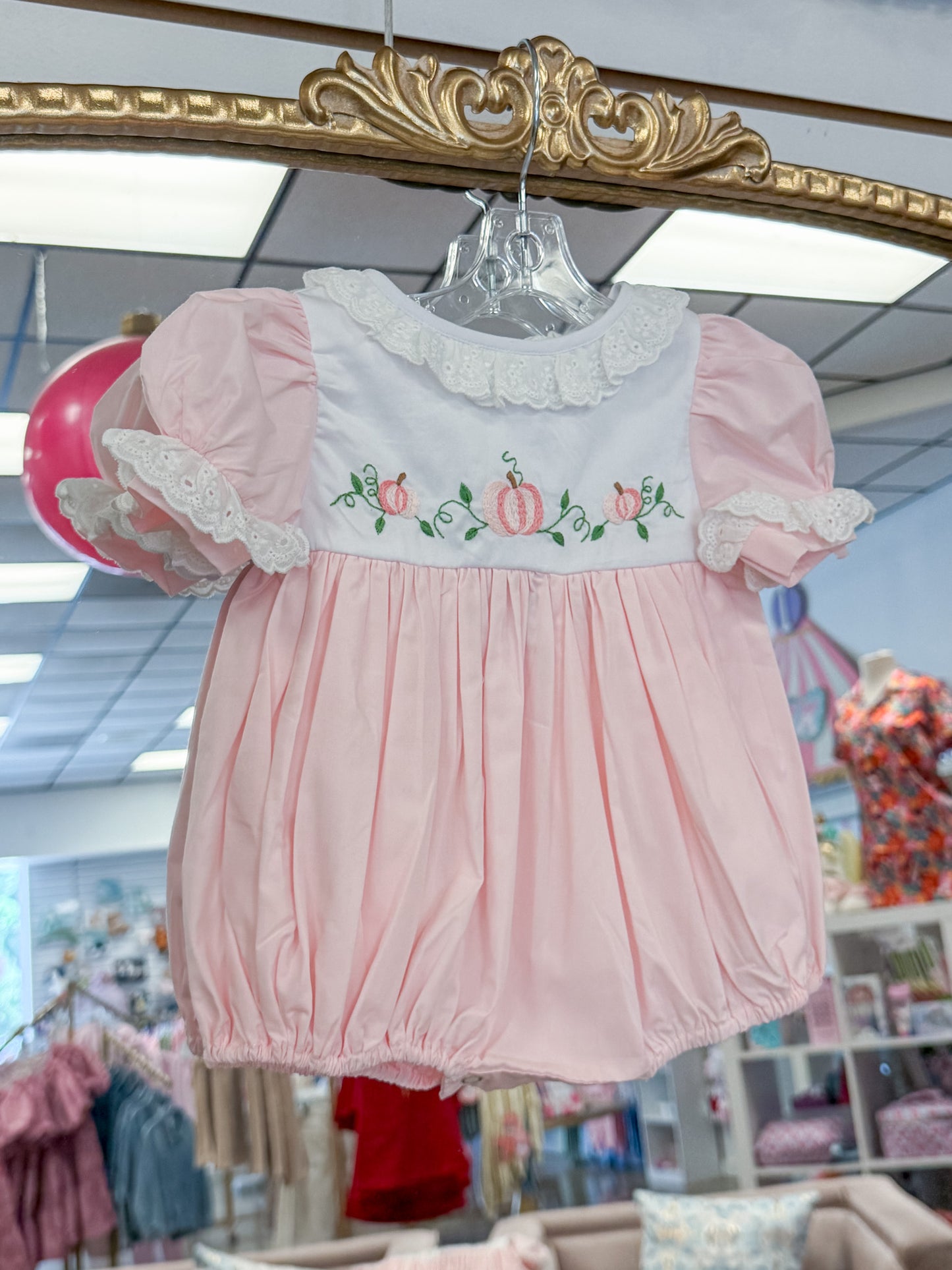 Pink Embroidered Pumpkin Bubble