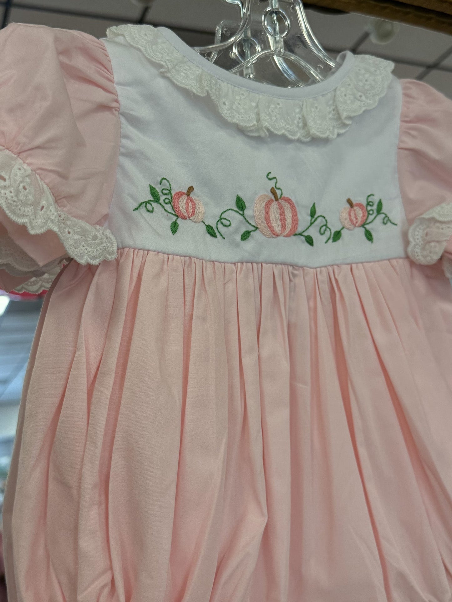 Pink Embroidered Pumpkin Bubble