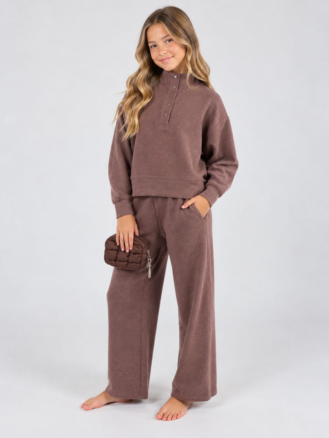 Mock Neck Pullover, Wide Pants, Bubble Bag SET, Shop Bag
