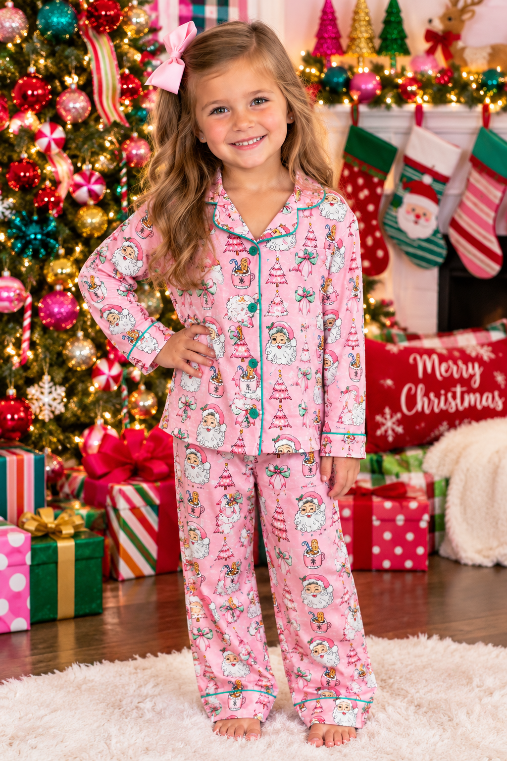 Santa Button Down Pajamas