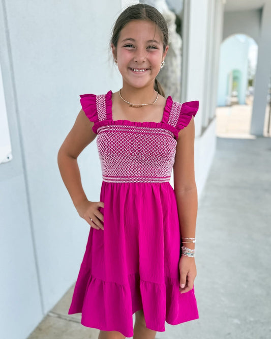 Berry Woven Midi Dress - Embroidery Bodice