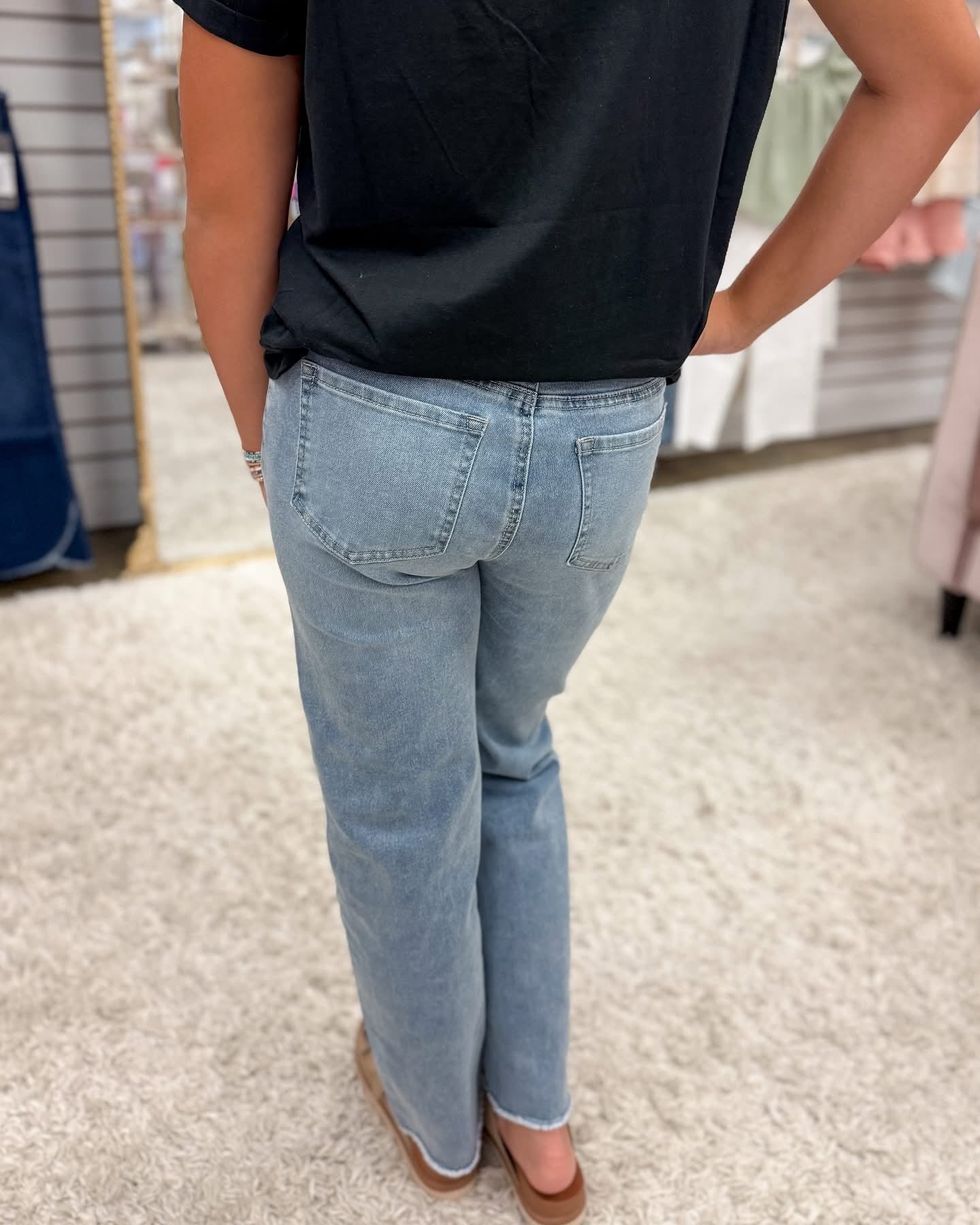 High Rise Straight Leg Crop With Fray Hem