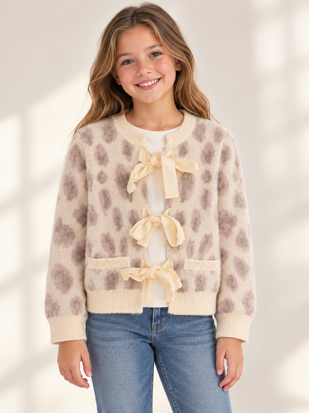 Velvet Tie Leopard Cardigan