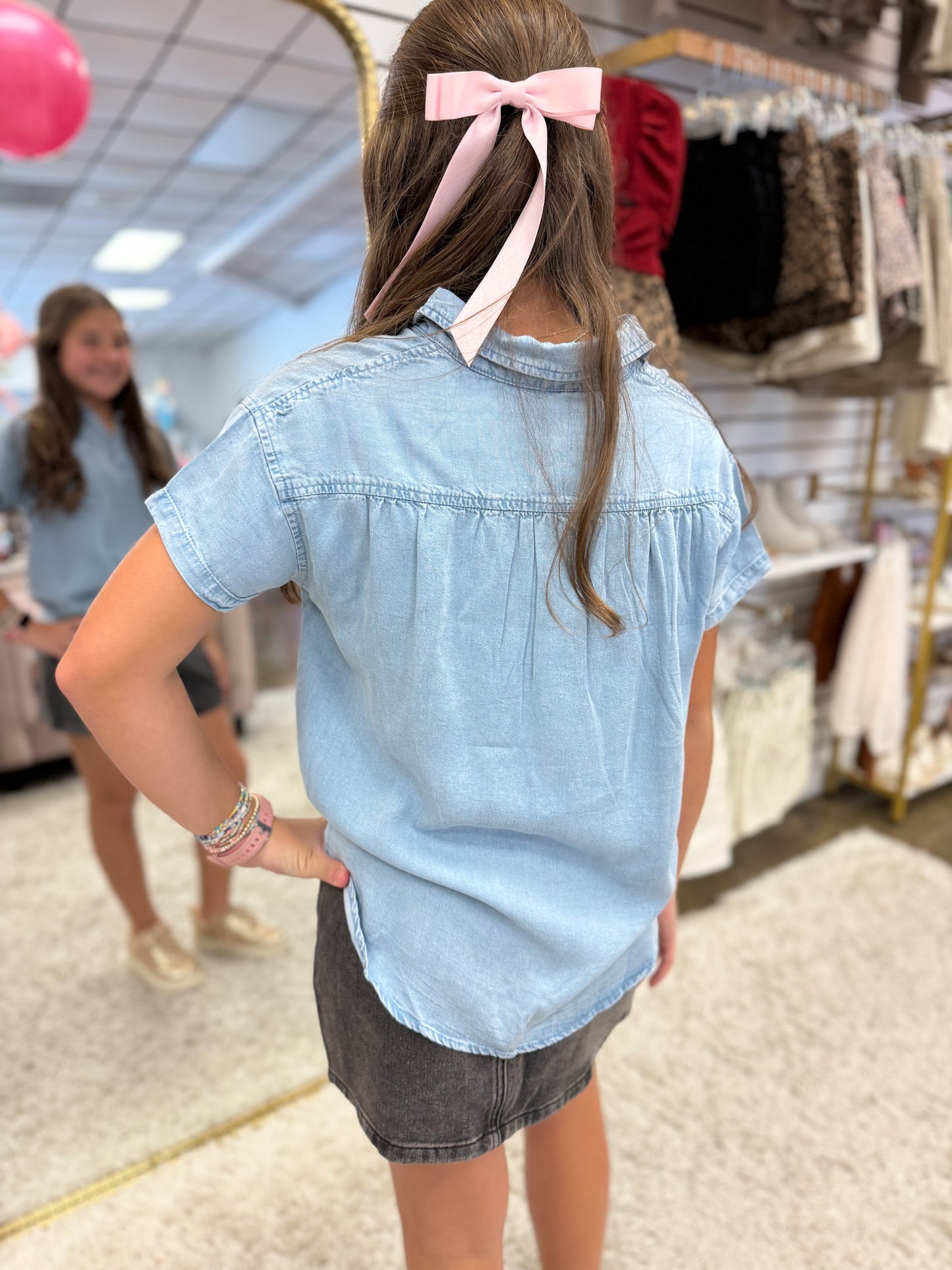 Denim Collared Top