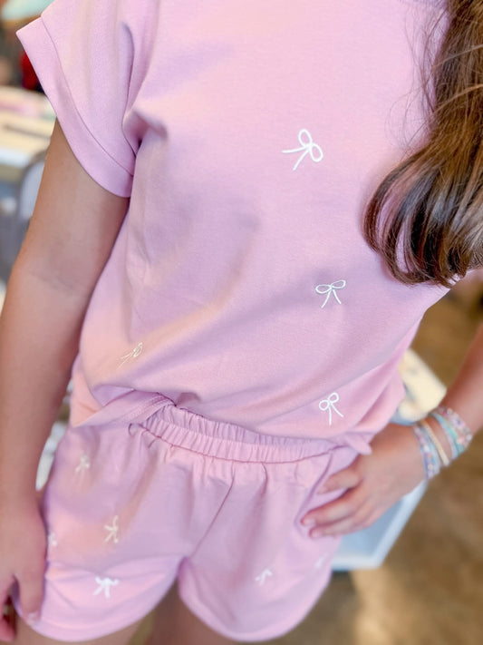 Mauve Embroidered Bow Top