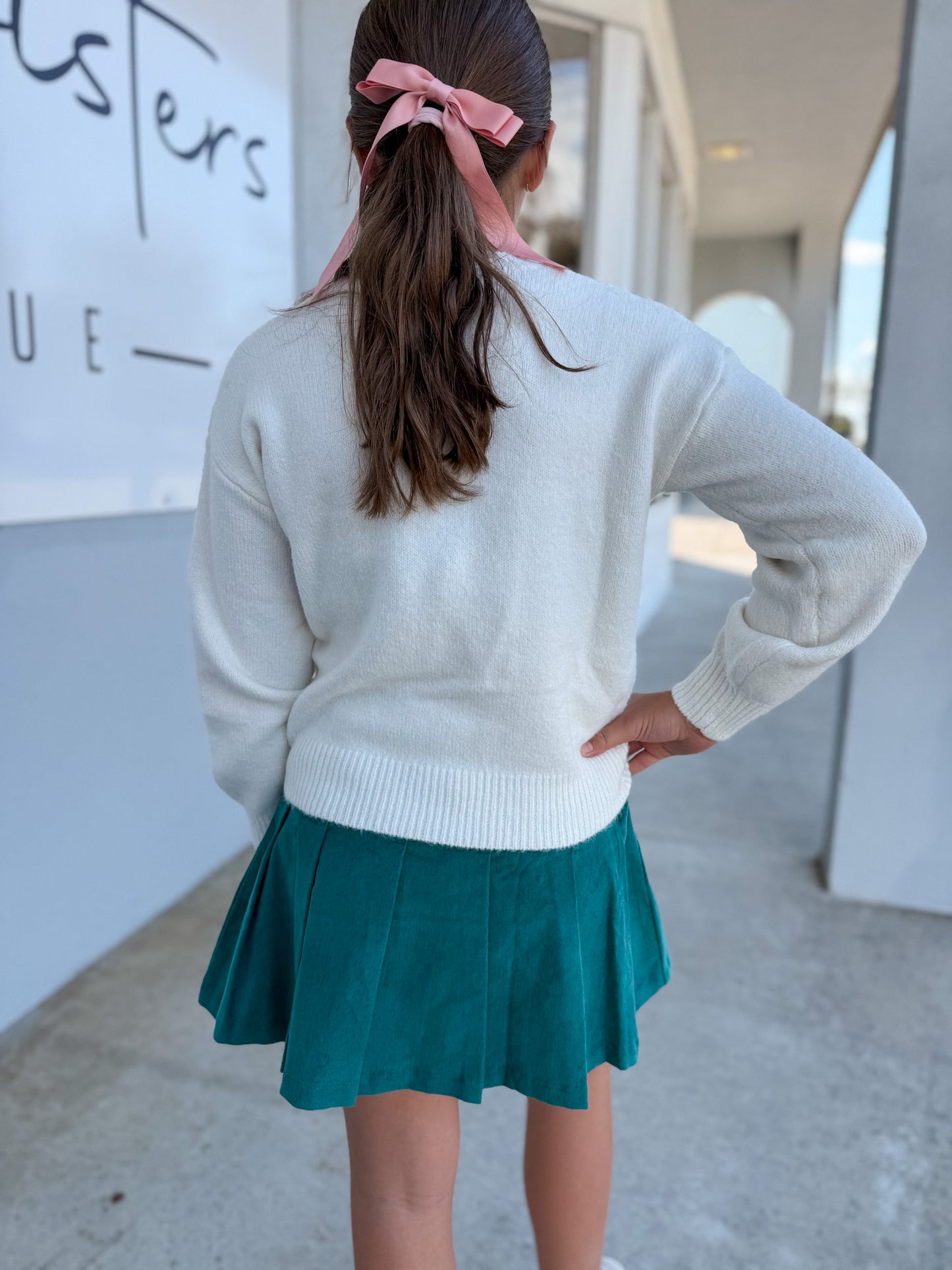 Peacock Velvet Pleated Mini Skirt