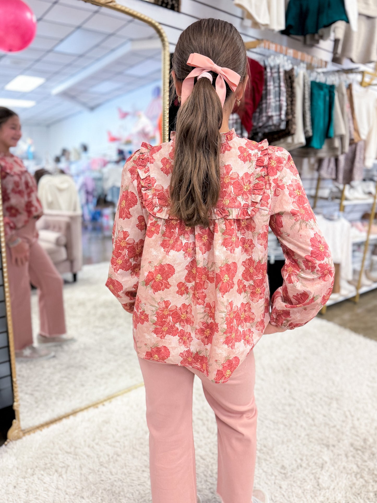 Mauve Floral Long Sleeve Top