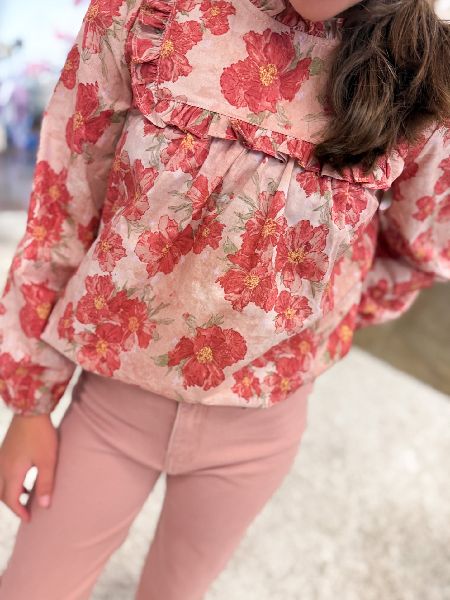 Mauve Floral Long Sleeve Top