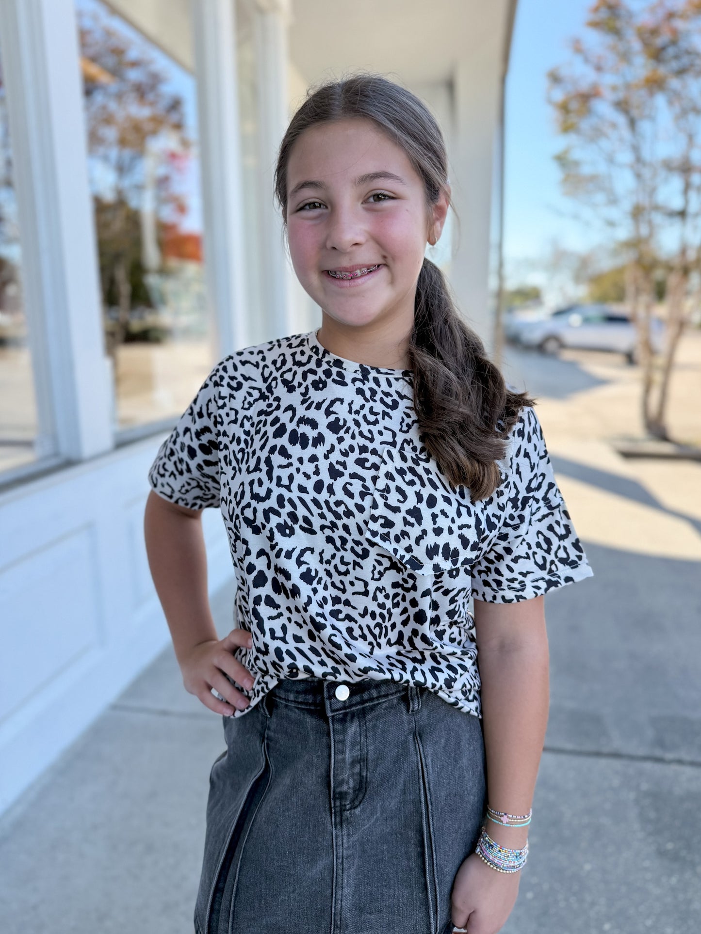 Leopard Drop Shoulder Terry Tee