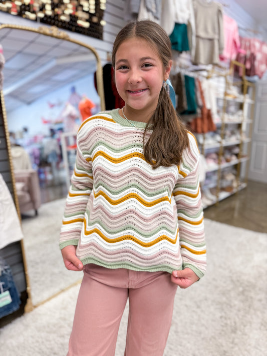 Wavy Rib Knit Pullover