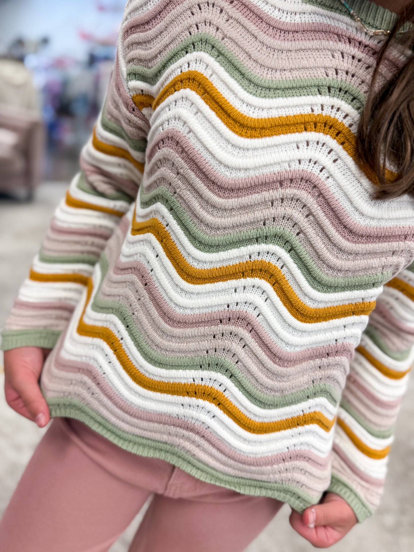 Wavy Rib Knit Pullover