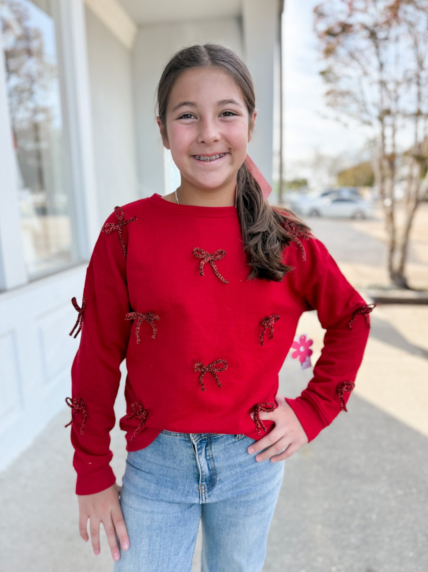 Bow Applique Sweatshirt
