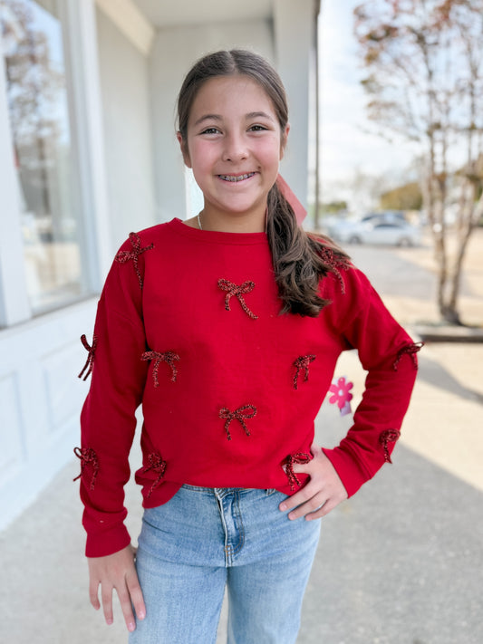 Bow Applique Sweatshirt
