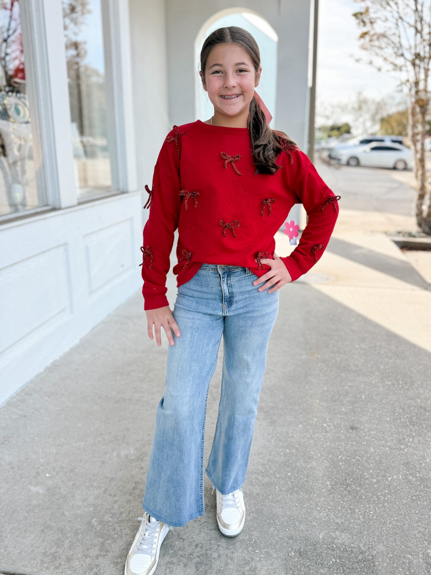 Bow Applique Sweatshirt