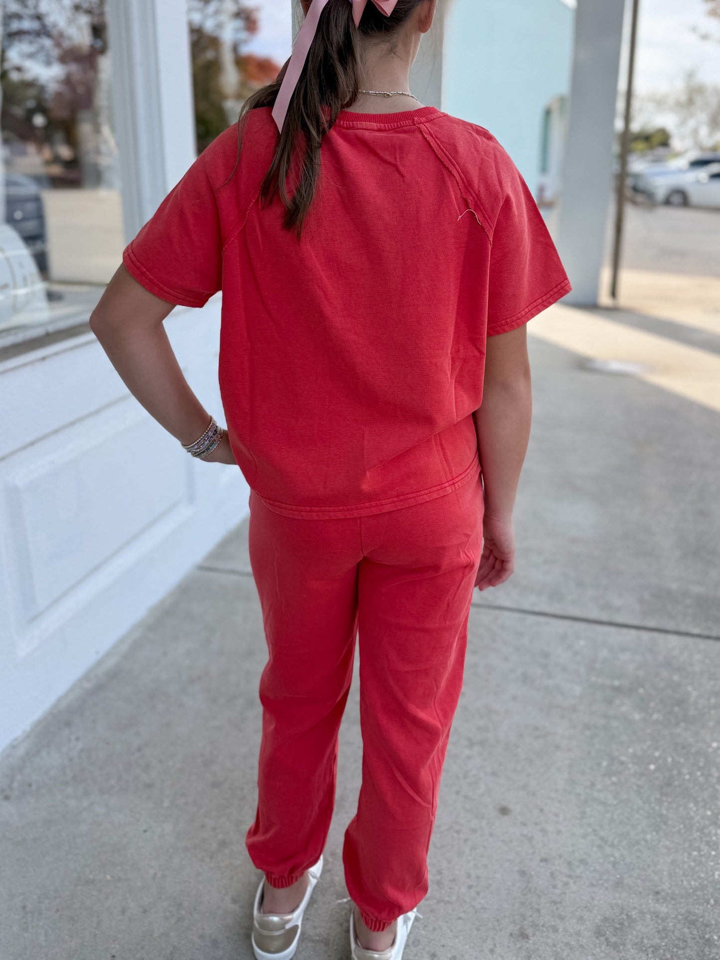 Red Washed Short Sleeve Shirt