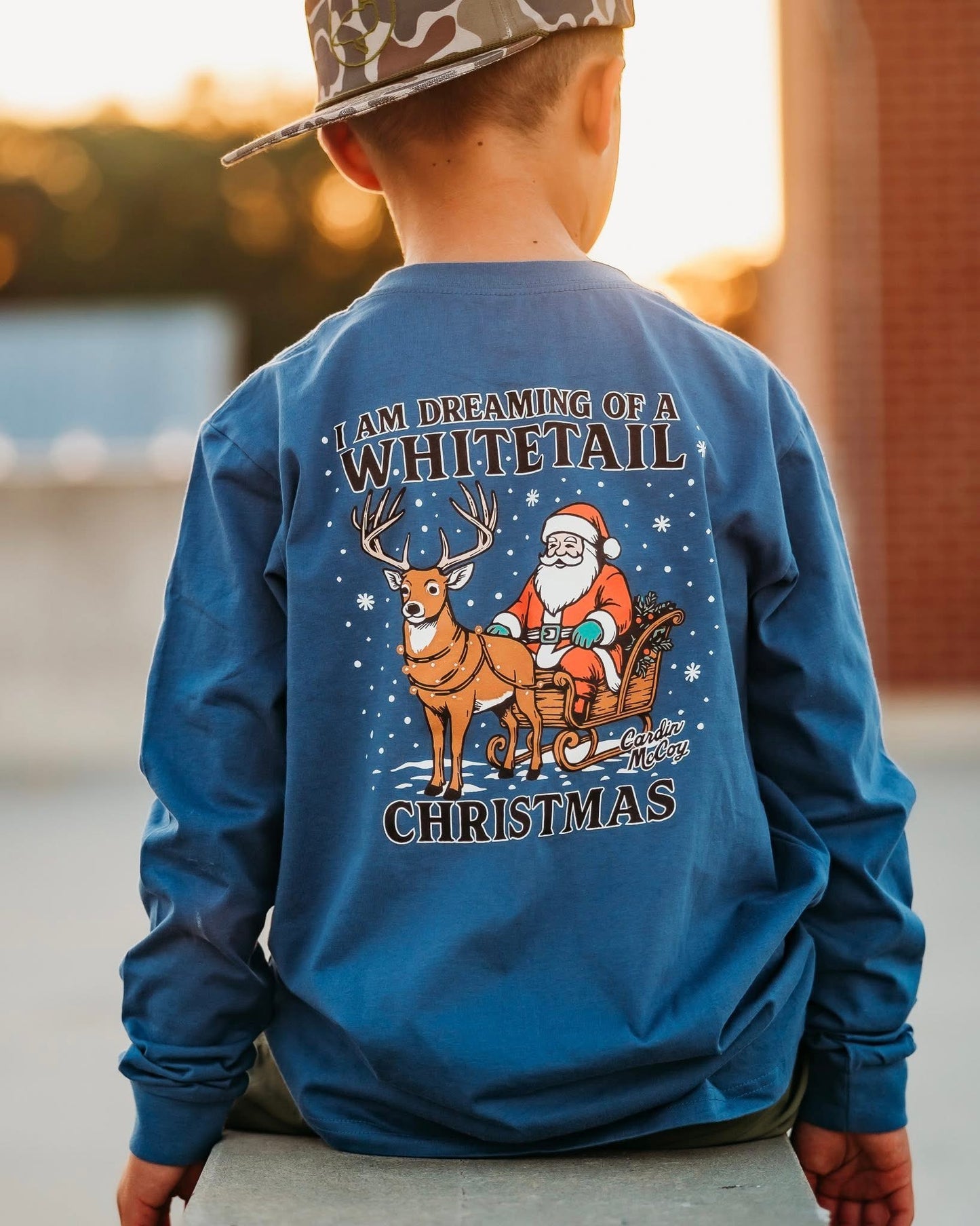 Long Sleeve Cardin McCoy , Blue Whitetail Christmas