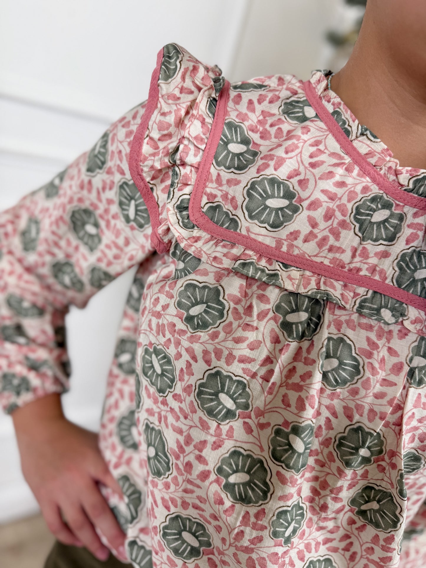 Pink Smock Detail Shirt