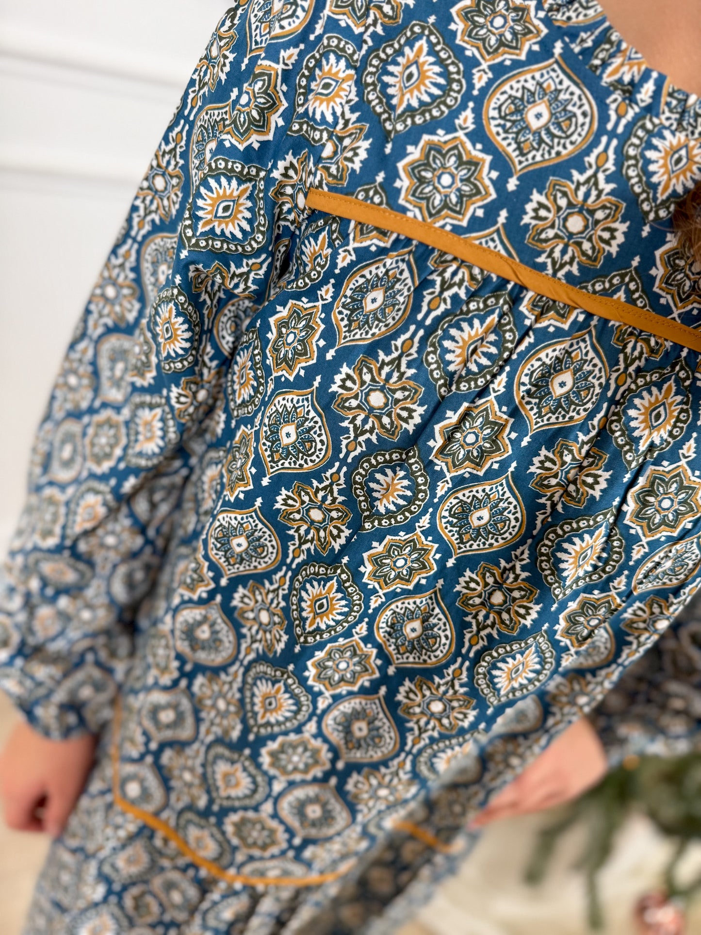 Denim Block Print Dress