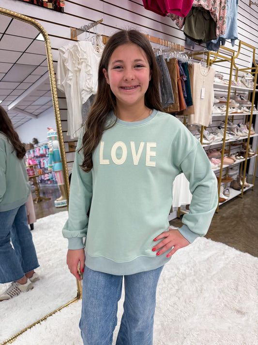 Sage Love Patched French Terry Sweatshirt