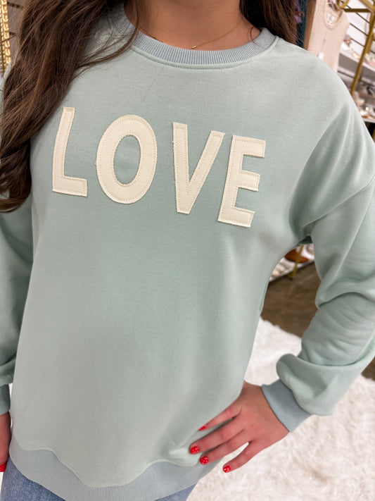 Sage Love Patched French Terry Sweatshirt