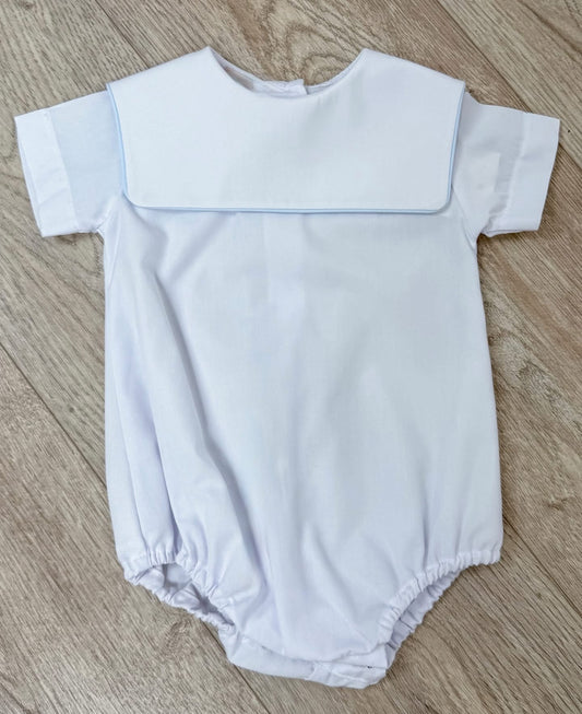 White Bubble Boy Square Collar