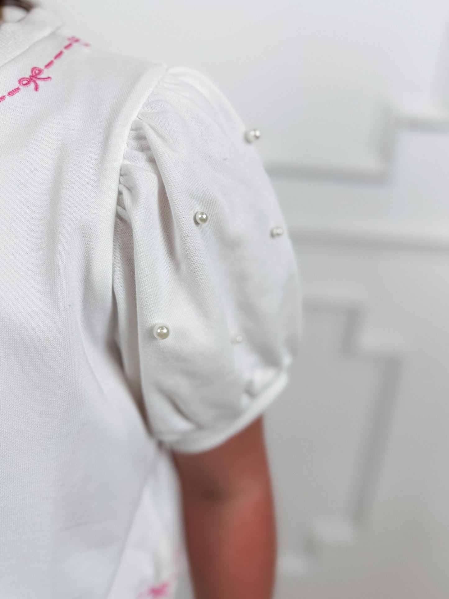 Bow & Pearl Puff Sleeve Top