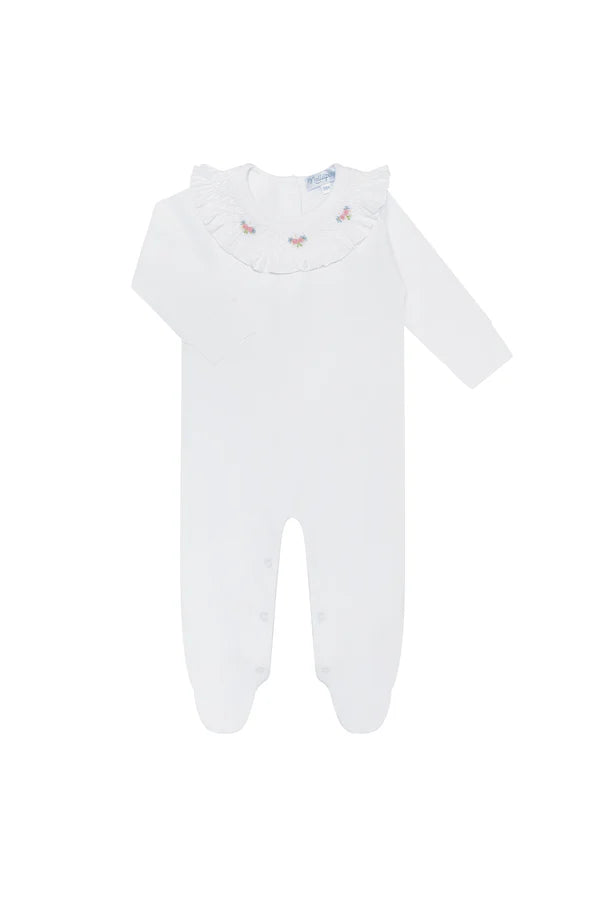 Princess Smocked Footie-White