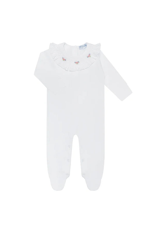 Princess Smocked Footie-White