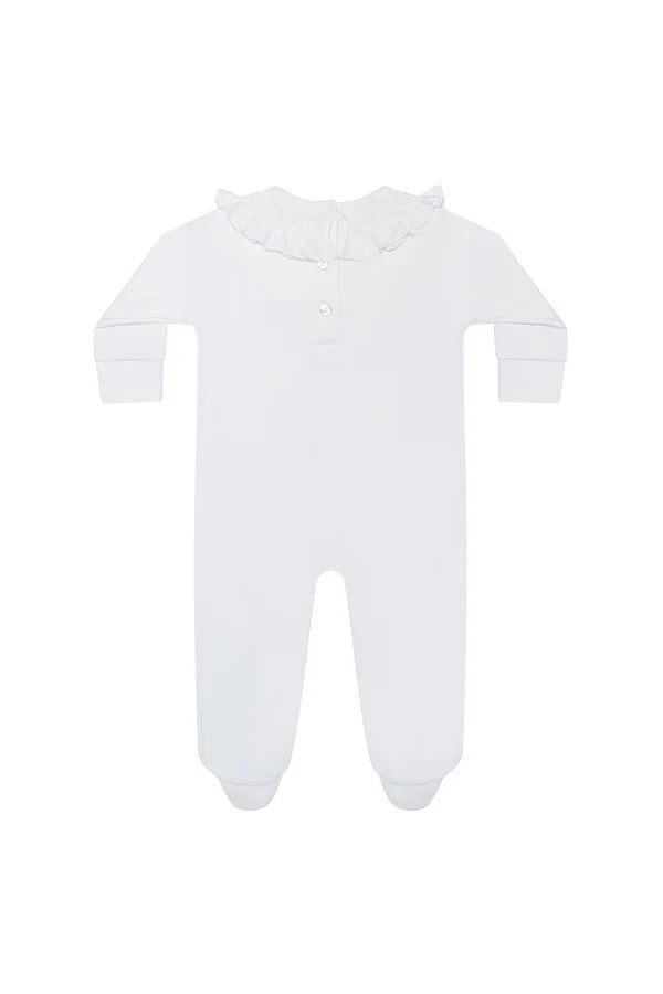 Princess Smocked Footie-White