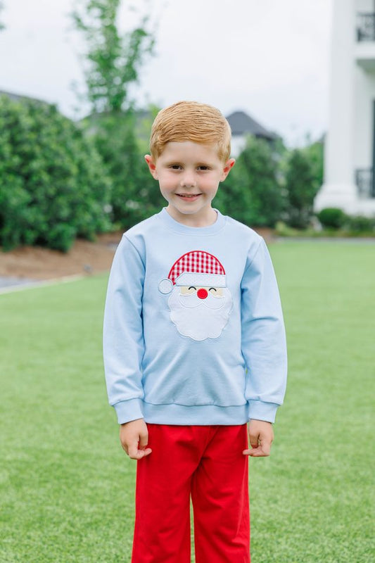 Santa French Terry Pullover, Light Blue