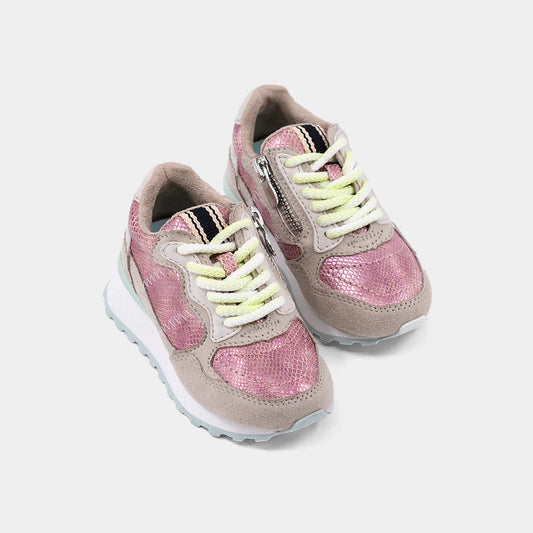 Phoebe Mini Toddler Pink Snake Sneakers