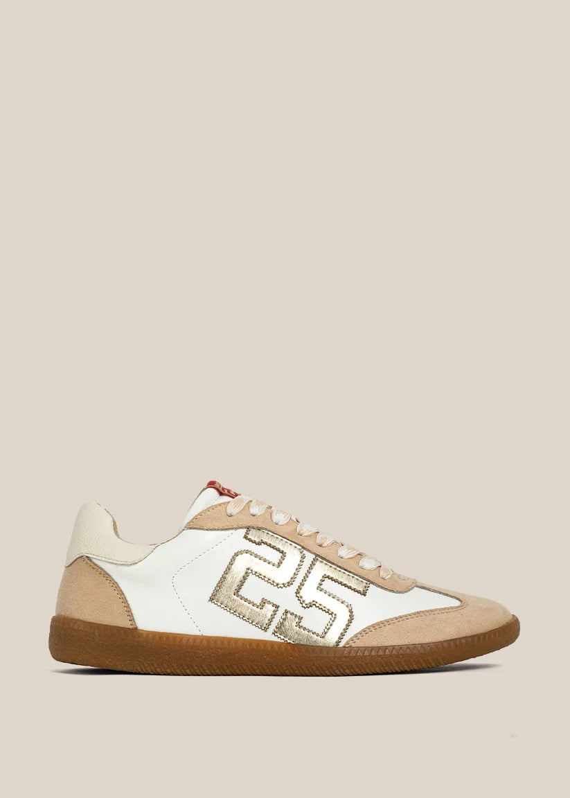 White/Gold Retro 25 Mini Kid Sneaker