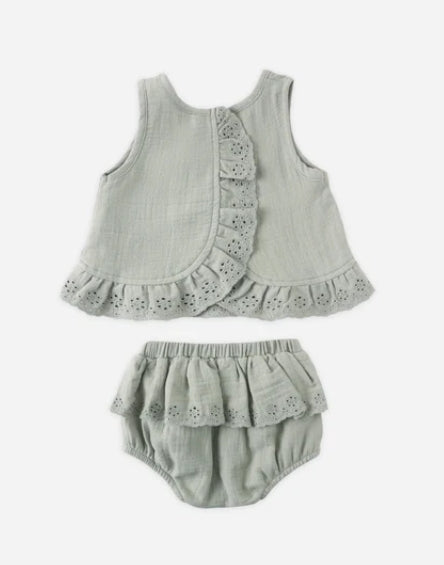 RUFFLED TULIP TOP + BLOOMER SET SAGE
