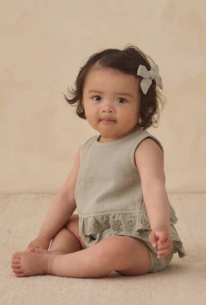 RUFFLED TULIP TOP + BLOOMER SET SAGE