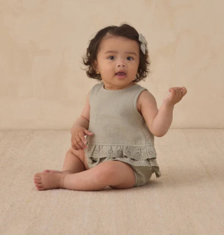 RUFFLED TULIP TOP + BLOOMER SET SAGE