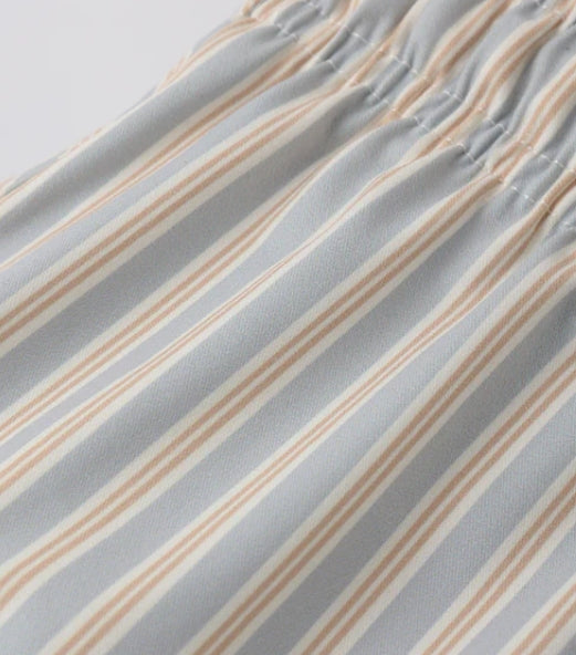 BOYS SWIM SHORT BLUE + BUTTERSCOTCH STRIPE