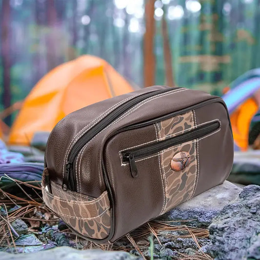 OId School Camo Toiletry Bag, Mallard Brown/Tan