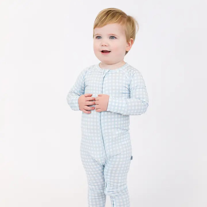 Blue Gingham Convertible Zip Sleeper