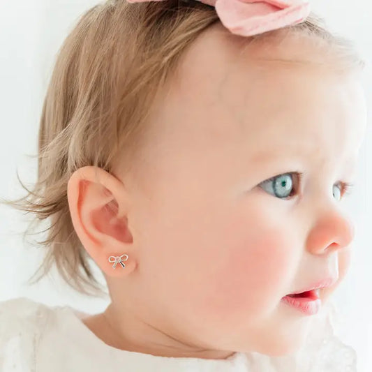 Sterling Silver Bow Screw Back Earrings