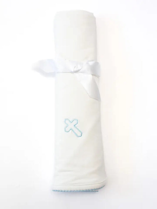 Blue Cross Embroidered Blanket