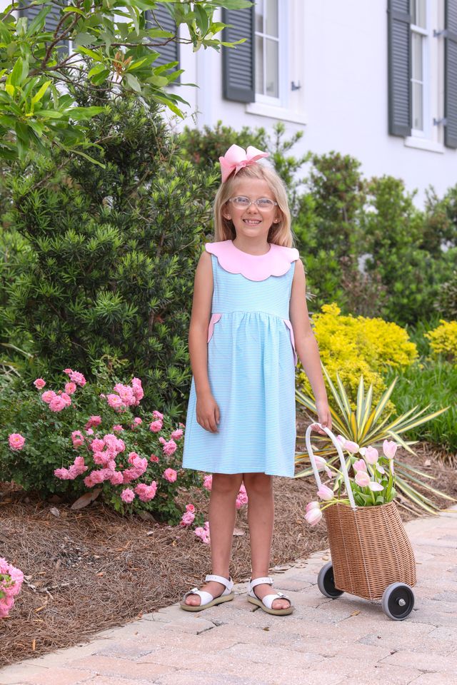 Penelope Dress-Mint Stripe/Light Pink