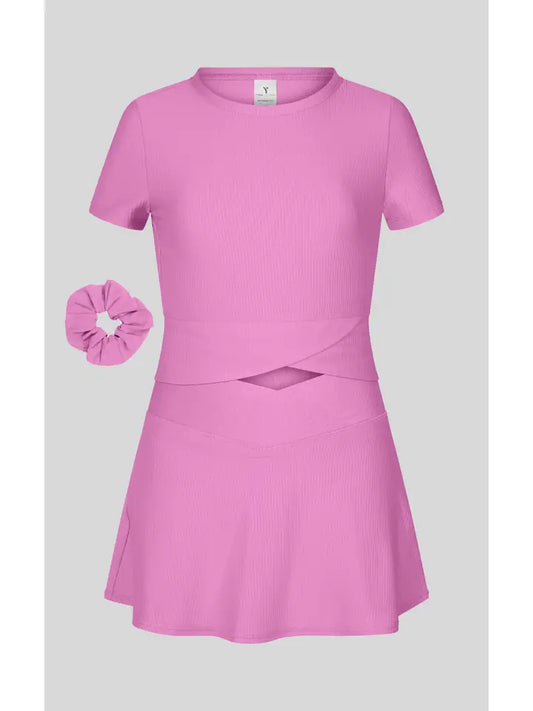 Pink Bloom Crossover Top and Skort SET