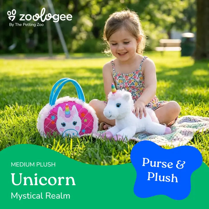 Plush Animal Set With Purse, Unicorn
