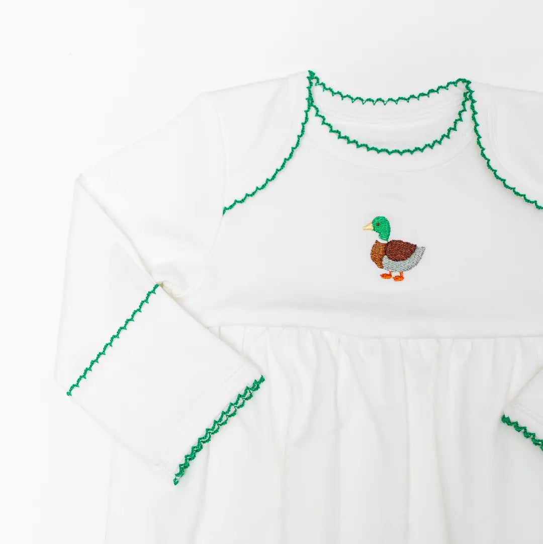 Embroidered Gown, Mallard Duck