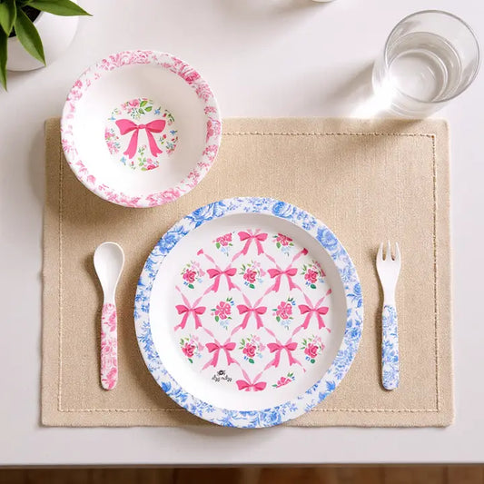 4 Piece Dining Set, Ribbons and Roses