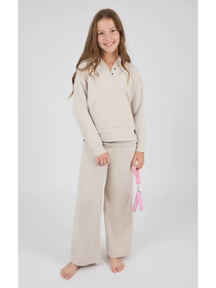 Snap Hoodie, Wide Pant, Wristlet 3 Piece Set, Clouds