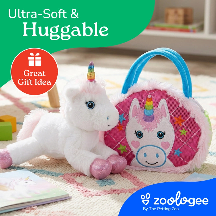 Plush Animal Set With Purse, Unicorn